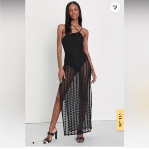 Sheer stunner back crochet one shoulder mini bodysuit dress